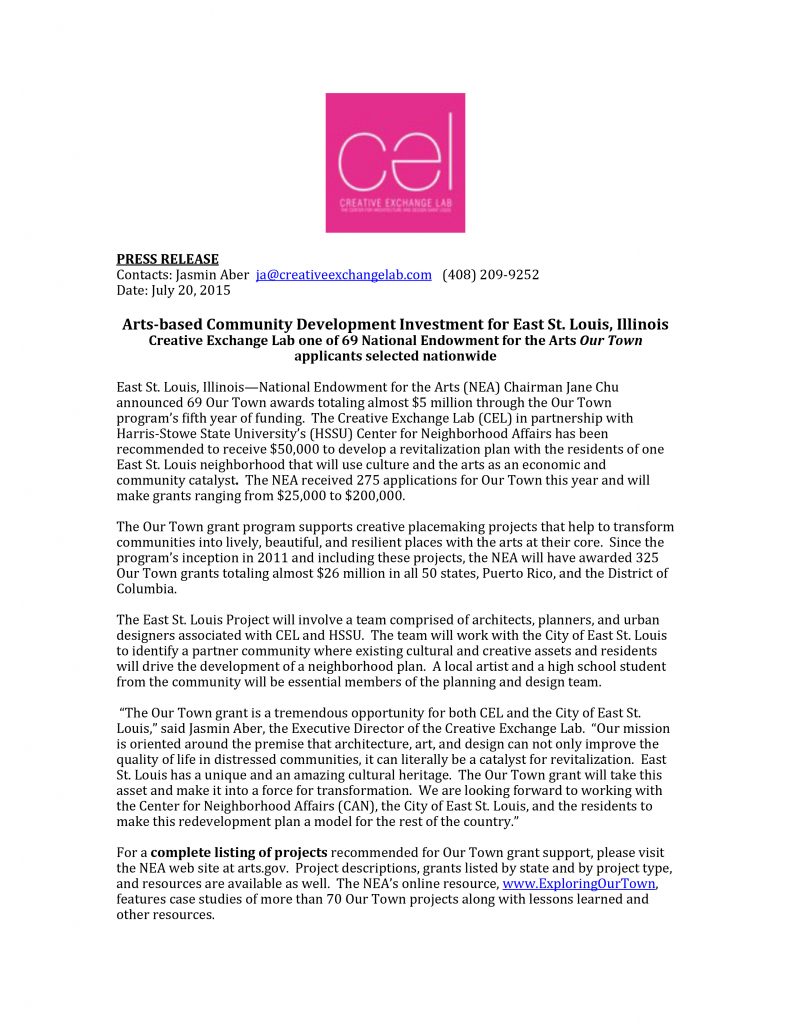 CEL NEA OurTown Press Release-X
